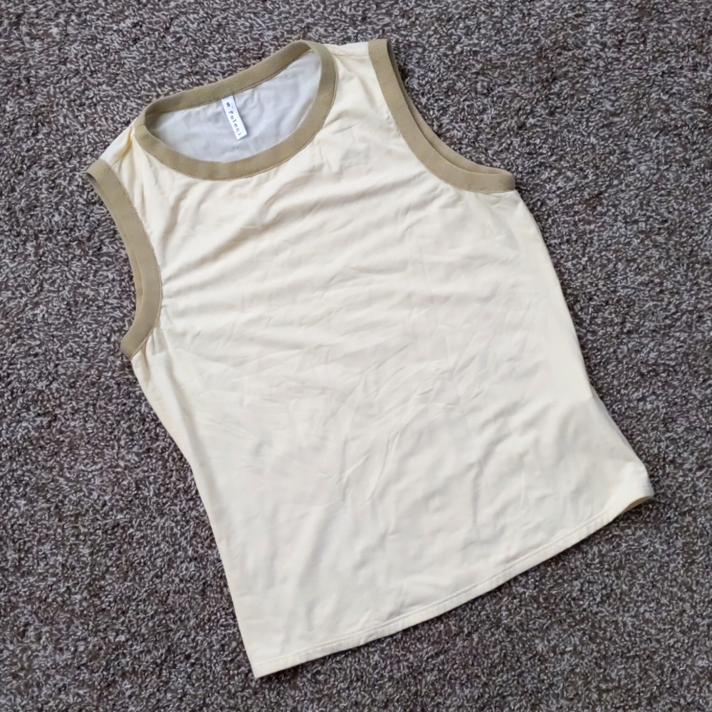 ADORABLE Y2K Poleci Yellow Stretch Tank w/contrast trim, Size S